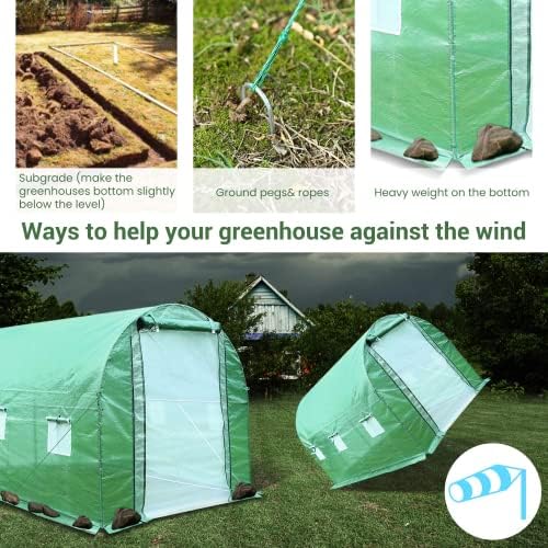 10x7x7 ft greenhouse, outdoor walk-in greenhouses with screen showing dimensions