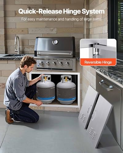 vevor outdoor kitchen doors 30w x 21h inch, front angle view