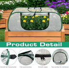 garden rows accelerator plants cover-garden greenhouse with roll-up, side view