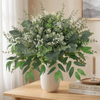 hananona 135 pcs mixed eucalyptus leaves stems artificial showing dimensions