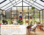 amerlife 12x13.5x9 ft polycarbonate greenhouse with quick-connect assembly, side view