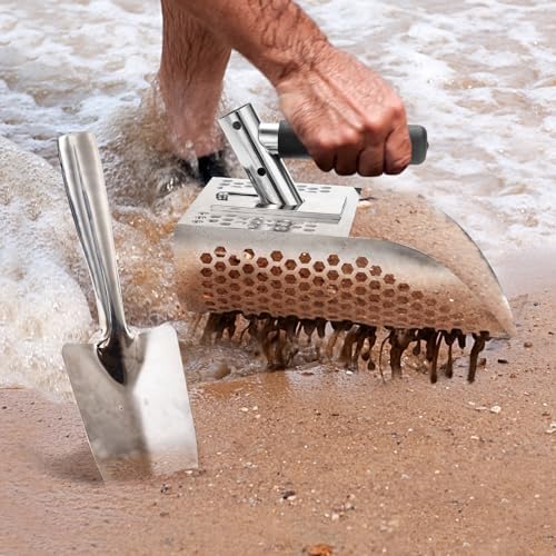 gadfish sand scoop for metal detecting, metal detector on a desk or shelf