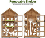 mcombo wooden greenhouse with roof & adjustable shelves, package contents
