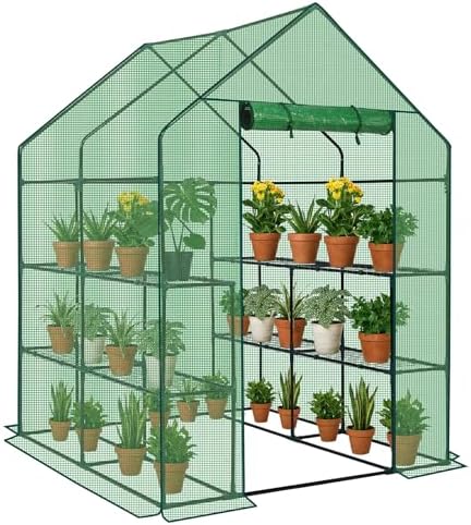 outvita walk-in greenhouse, 3 tiers 8 shelves, durable, view 9