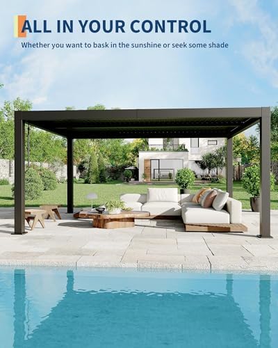 12x16ft louvered pergola, modern style outdoor pergola with, package contents