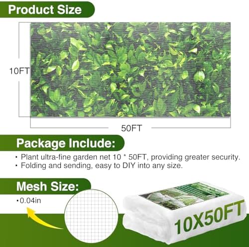 50ft garden mesh netting barrier,fruit tree plant netting, close-up detail