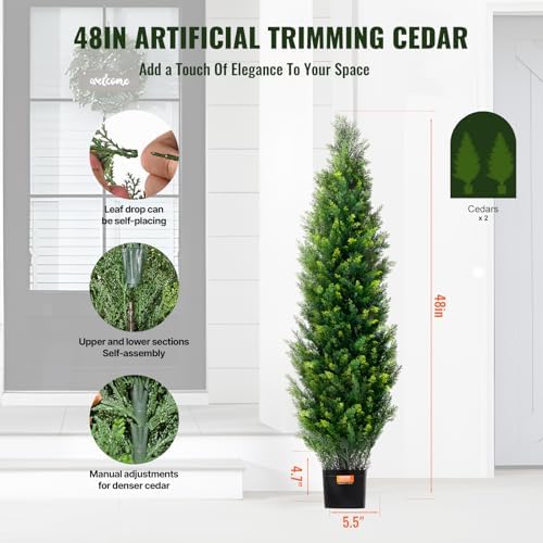 vevor artificial topiary cedar tree, 48 inch tall, side view
