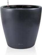Dexceder 18x17 Self Watering Planter with Wheels Indoor Outdoor, Inner Pot Design, Thickened Large Floor Standing Flower Plant Pot with Water Level Indicator (Slate Gray Matte)