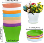 Tergy 50 Pack 4 Inch Plant Pots Bulk Small Plastic Planters Pots with Drainage Holes Flower Pot for Succulent, Cactus, Herb, African Violet (50pcs-Multicolor, 4Inches)