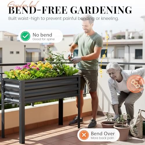 king bird raised garden bed with legs &, side view