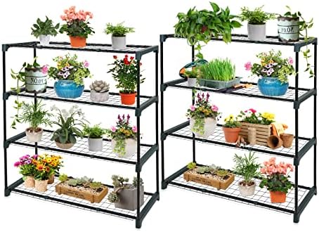 eagle peak 8'x6' portable greenhouse with two shelves on a desk or shelf