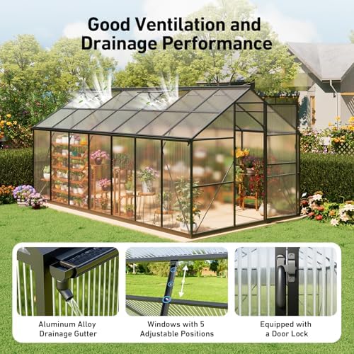 8x14 ft greenhouse with hygrometer, windproof uv protection, package contents