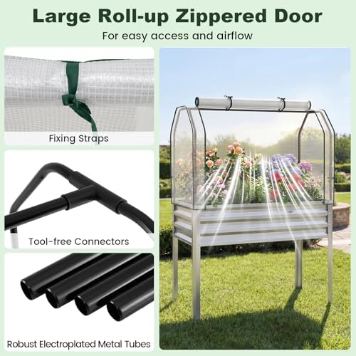 giantex raised garden bed with legs & greenhouse, package contents