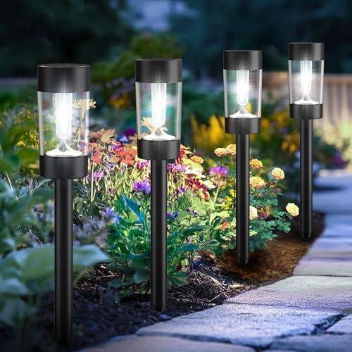 Eyrosa Solar Pathway Lights Outdoor Waterproof, 8 Pack, Cool White | Solar Landscape Lighting for Pathway Garden Yard Path Walkway Driveway Lawn Outside Décor