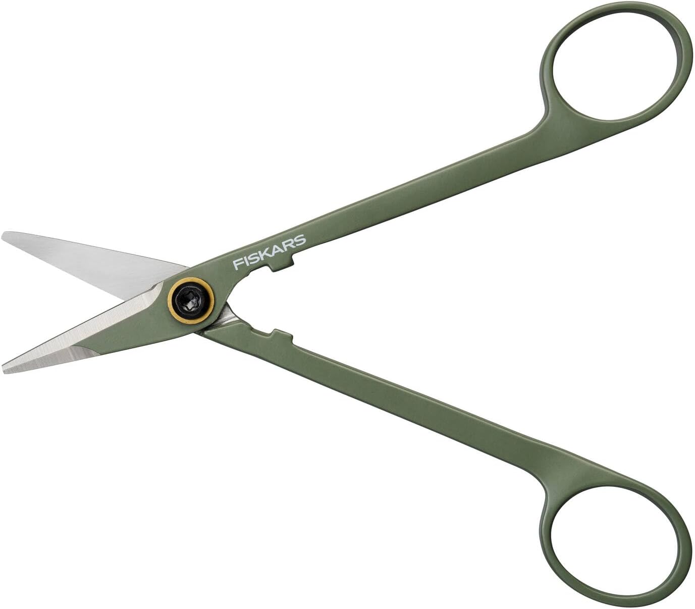 Fiskars Urban Plant Care Small Shears with Holder | For fine cuts on indoor plants, total length 17 cm, stainless steel/plastic, dark green/black, 1075315