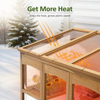 mcombo wooden walk-in greenhouse, open roof & lockable, side view