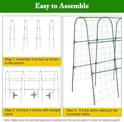 48x46 in u-shape cucumber trellis for climbing plants showing dimensions
