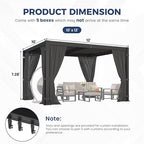 pergola 10'x12' with thick aluminum frame, adjustable roof, package contents