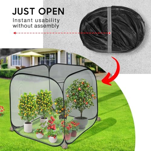 pop up mesh plant cover,35x35x38'' garden netting for, side view
