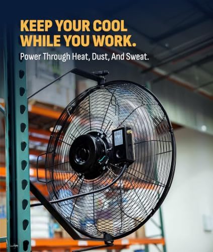 newair 18" wall mount fan, heavy duty industrial, close-up detail