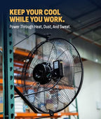 newair 18" wall mount fan, heavy duty industrial, close-up detail