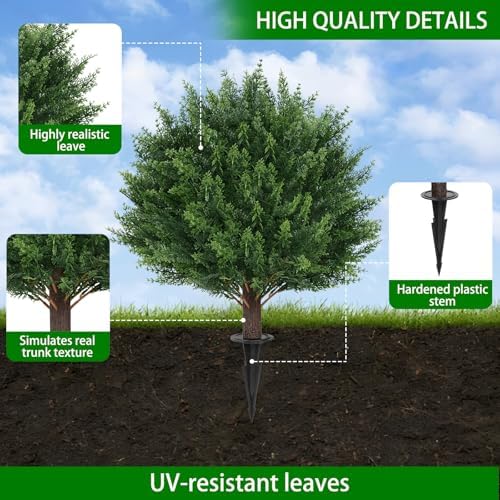 yangrass 23" set of 2 artificial cypress topiary on a desk or shelf