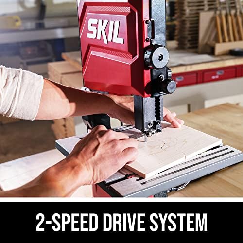 skil 2.8 amp 9 in. 2-speed benchtop band, close-up detail