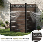 wooden privacy fence screen,outdoor trash can and air, close-up detail
