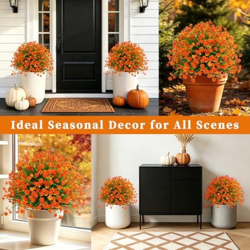 yangrass 2 pack fall artificial flower topiary balls on a desk or shelf