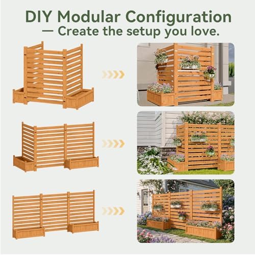 aoxun air conditioner fence, 3-panel wood privacy screen shown in use