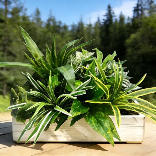 artificial plants for outdoors faux greenery leaves uv, front angle view
