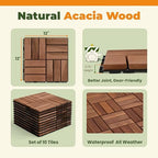 jurax interlocking wood deck tiles, 10pcs patio flooring showing dimensions