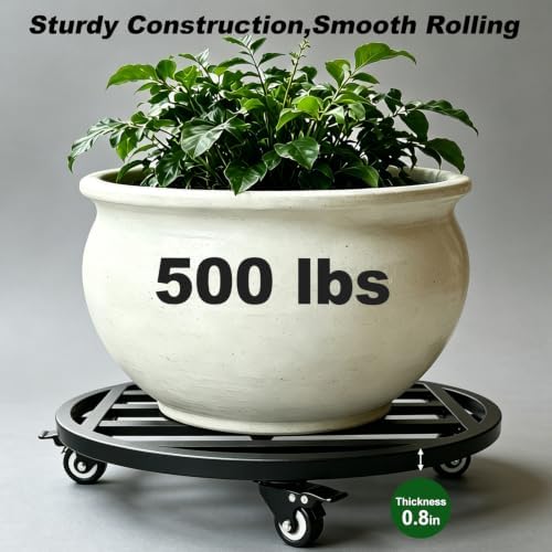 18 inch metal plant caddy with wheels heavy shown in use