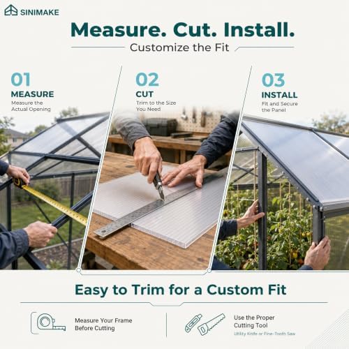 sinimaka 10-pack polycarbonate greenhouse panels, 4 x 2, side view
