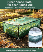 70% green shade cloth with grommets, 12 ft shown in use