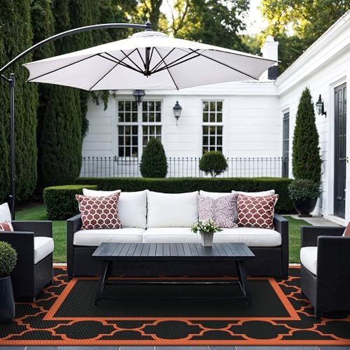 genimo outdoor rug, waterproof plastic rugs for patio showing dimensions