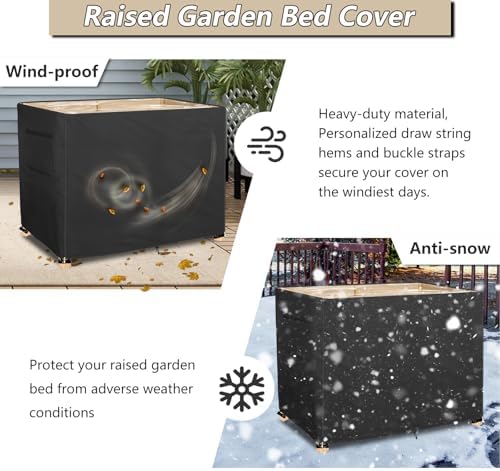 outdoor raised garden bed winter cover with transparent, front angle view