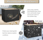 outdoor raised garden bed winter cover with transparent, front angle view