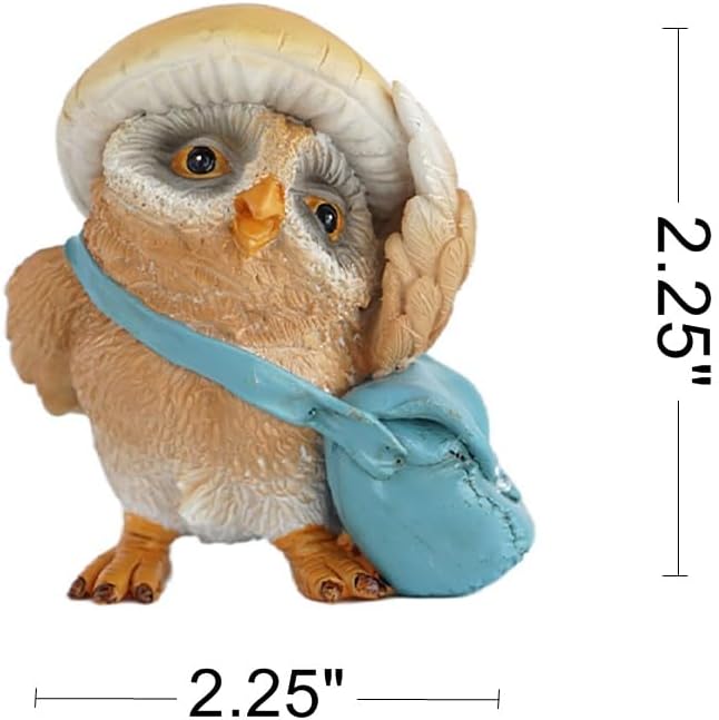 Miniature Fairy Garden Owl Figurine- Waiting Mum Schoolbag Owl