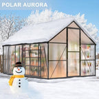polar aurora 8x12 ft outdoor walk-in polycarbonate greenhouse, front angle view