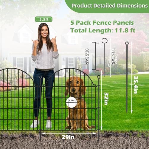 5 panels no dig decorative garden fence with shown in use