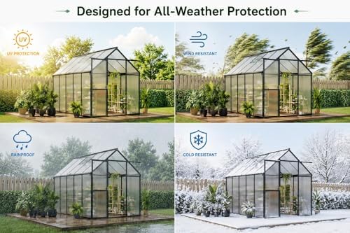 6x10 ft greenhouse, easy assembly aluminum polycarbonate greenhouses, package contents