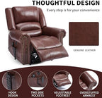 Genuine Leather Power Lift Recliner Chair, Lazy Boy Recliner Chair with Charging Ports for Living Room Theater Seating, Electric Single Sofa with Round Armrest, Red