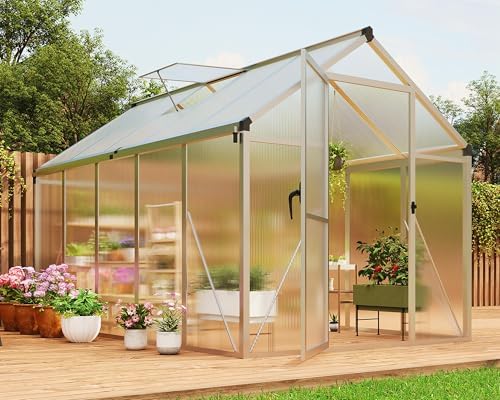 10 ft greenhouse, outdoor greenhouses, polycarbonate panels with, view 9