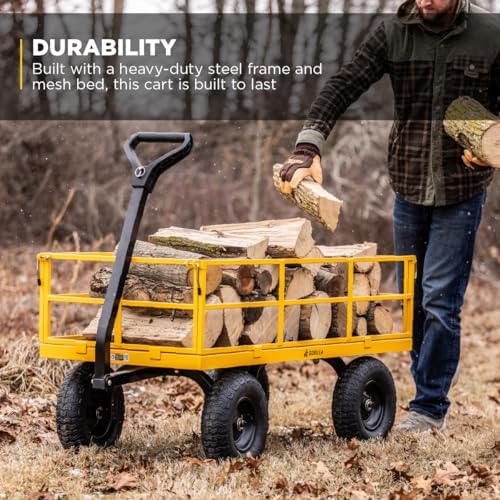 gorilla carts steel utility garden cart, 1200 lb., side view