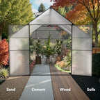 10x10 ft greenhouse for outdoors, heavy-duty polycarbonate greenhouse, front angle view