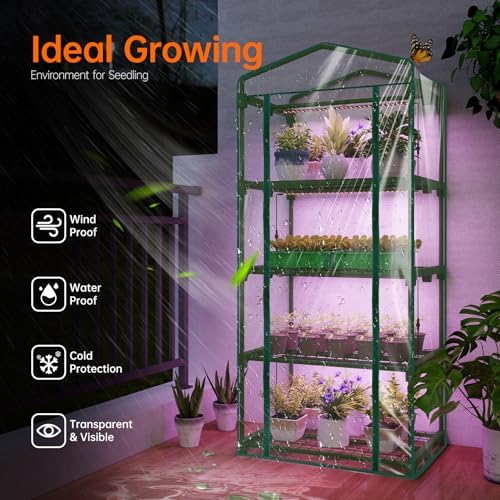bstrip indoor greenhouse with grow light, 4-tier mini, close-up detail