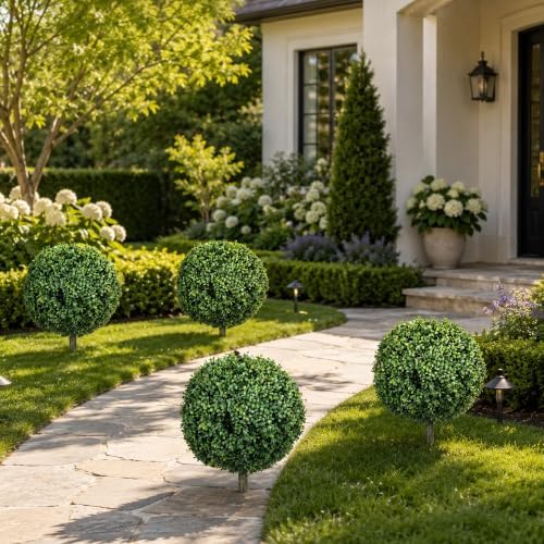 homcom 1.3ft (15.7") artificial boxwood topiary ball bush, view 9