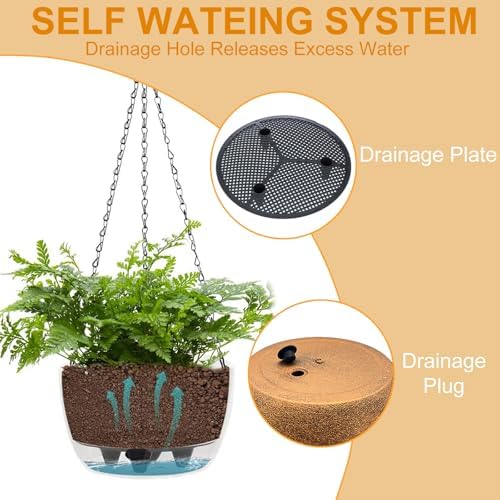 sunnypark 2 pack solar hanging planters for plants showing dimensions