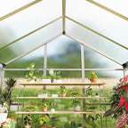 8x12 ft greenhouse, greenhouses for outside, polycarbonate greenhouse, front angle view